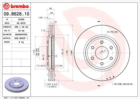 Brembo 09.B628.10 - Brake Disc onlydrive.pro