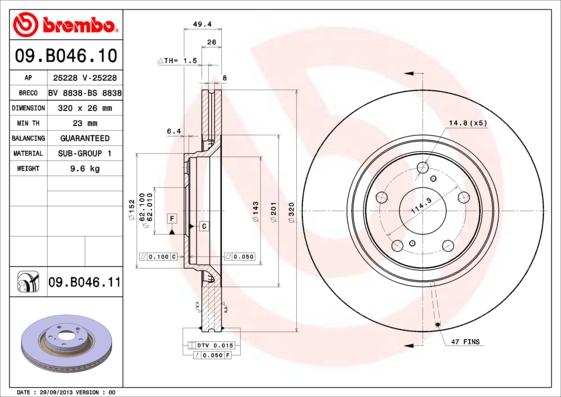 Brembo 09.B046.11 - Brake Disc onlydrive.pro