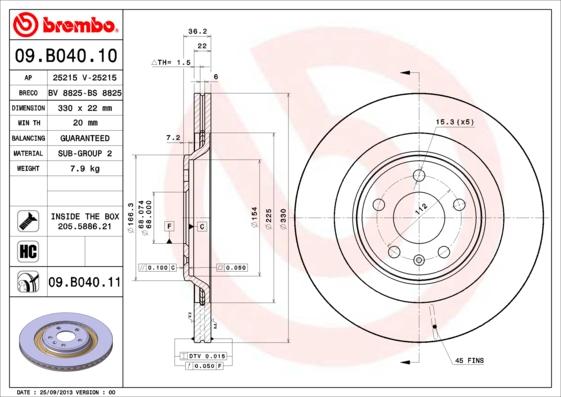 Brembo 09.B040.11 - Piduriketas onlydrive.pro