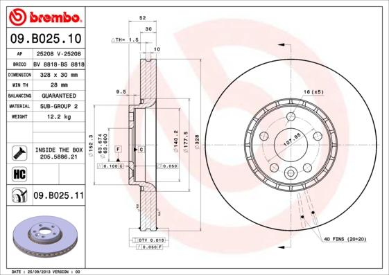 Brembo 09.B025.11 - Jarrulevy onlydrive.pro