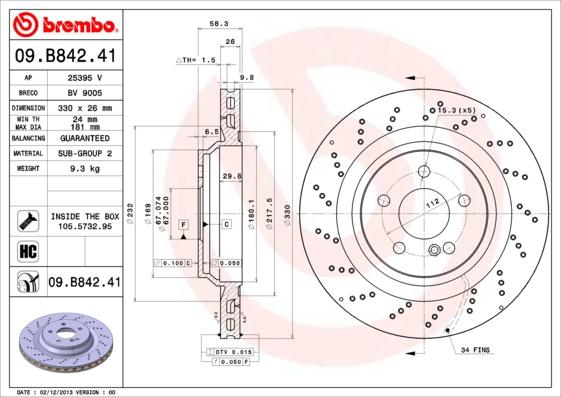 Brembo 09.B842.41 - Brake Disc onlydrive.pro
