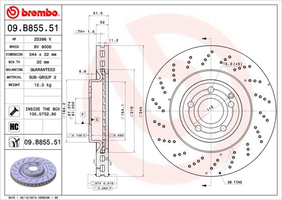 Brembo 09.B855.51 - Jarrulevy onlydrive.pro