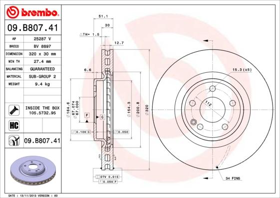 Brembo 09.B807.41 - Brake Disc onlydrive.pro