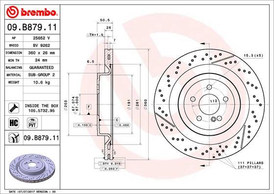 Brembo 09.B879.11 - Bremžu diski onlydrive.pro