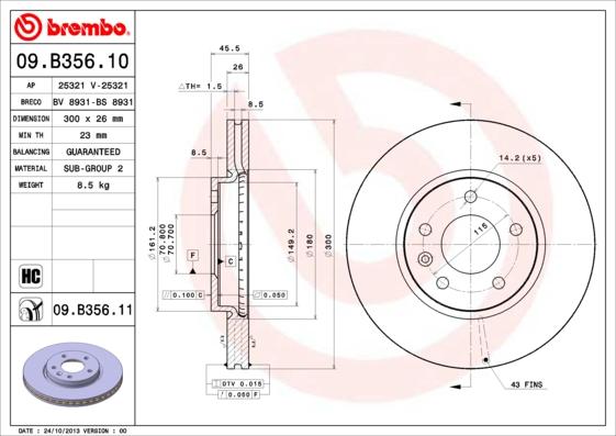 Brembo 09.B356.11 - Brake Disc onlydrive.pro