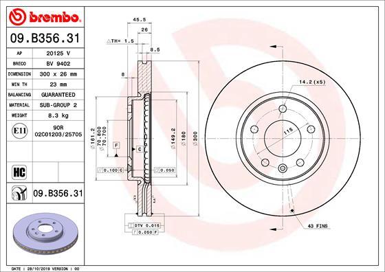 Brembo 09.B356.31 - Brake Disc onlydrive.pro