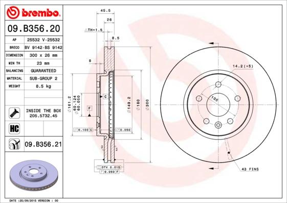 Brembo 09.B356.21 - Brake Disc onlydrive.pro