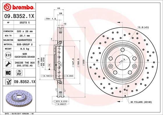 Brembo 09.B352.1X - Тормозной диск onlydrive.pro