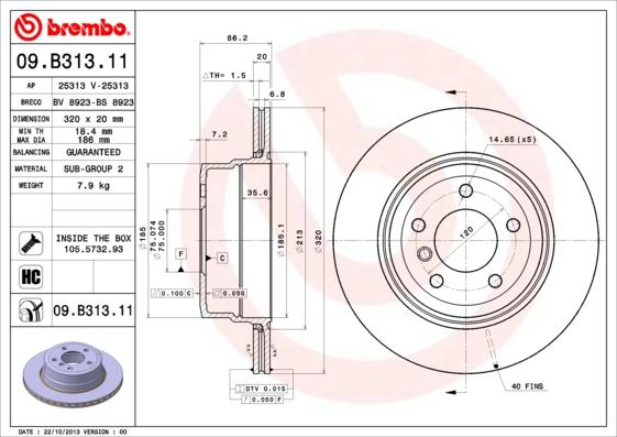 Brembo 09.B313.11 - Brake Disc onlydrive.pro