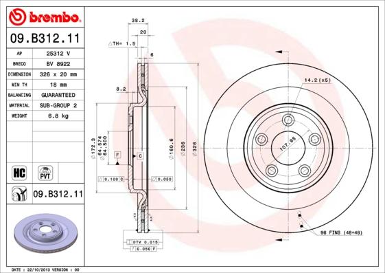 Brembo 09.B312.11 - Brake Disc onlydrive.pro