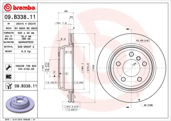 Brembo 09.B338.11 - Piduriketas onlydrive.pro