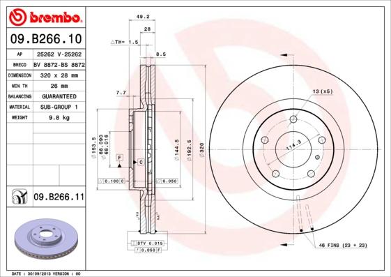 Brembo 09.B266.11 - Piduriketas onlydrive.pro