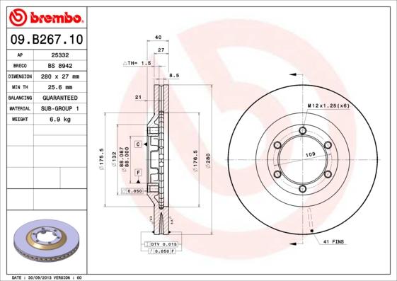 Brembo 09.B267.10 - Brake Disc onlydrive.pro