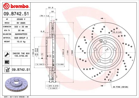 Brembo 09.B742.51 - Brake Disc onlydrive.pro