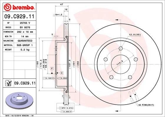 Brembo 09.C929.11 - Brake Disc onlydrive.pro