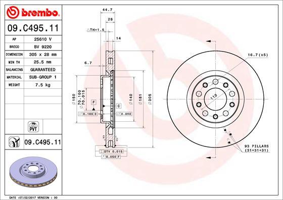 Brembo 09.C495.11 - Brake Disc onlydrive.pro