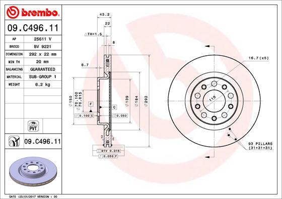 Brembo 09.C496.11 - Brake Disc onlydrive.pro