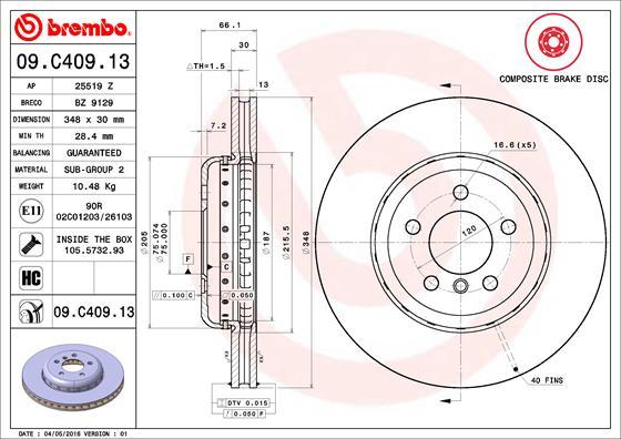 Brembo 09.C409.13 - Brake Disc onlydrive.pro