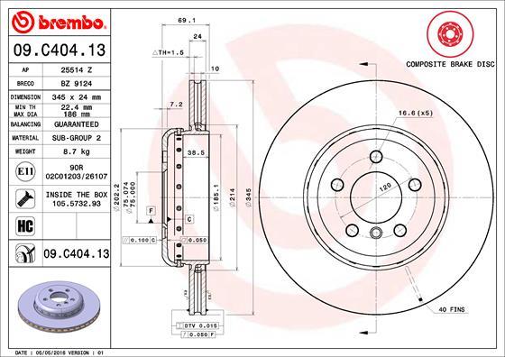 Brembo 09.C404.13 - Тормозной диск onlydrive.pro