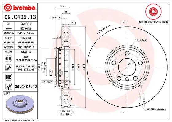 Brembo 09.C405.13 - Brake Disc onlydrive.pro