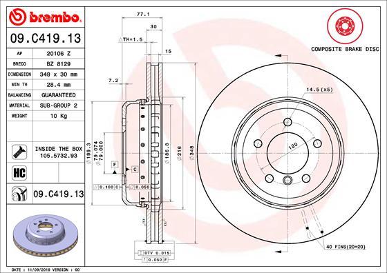 Brembo 09.C419.13 - Piduriketas onlydrive.pro