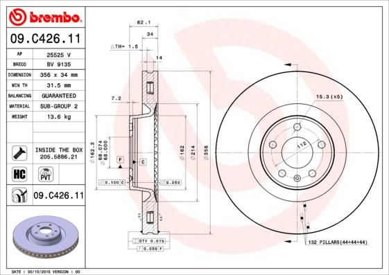 Brembo 09.C426.11 - Тормозной диск onlydrive.pro