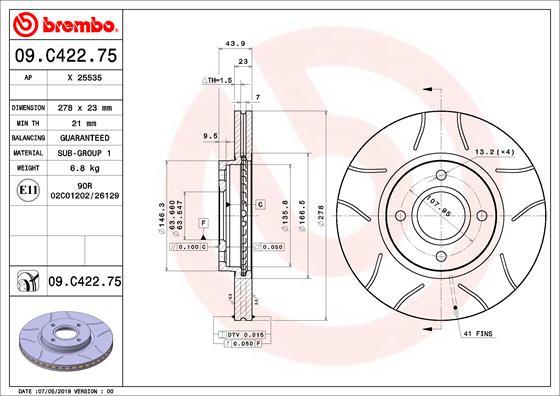 Brembo 09.C422.75 - Brake Disc onlydrive.pro