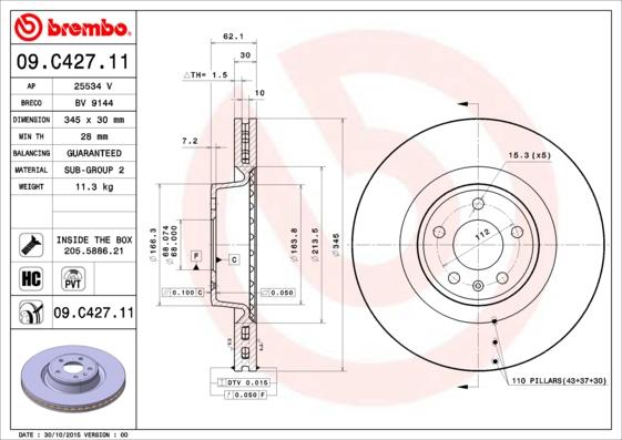 Brembo 09.C427.11 - Brake Disc onlydrive.pro