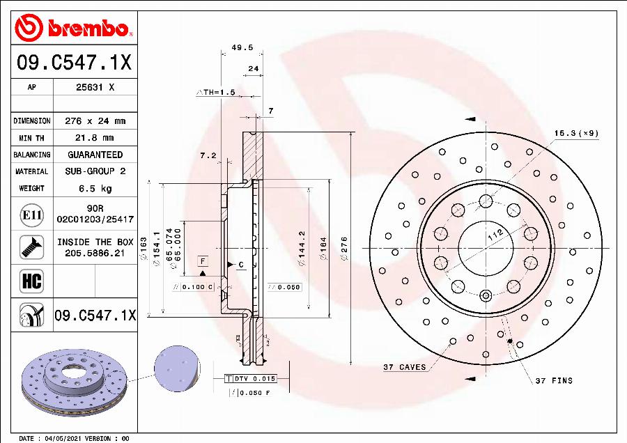 Brembo 09.C547.1X - Brake Disc onlydrive.pro