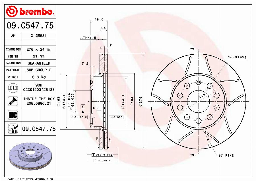 Brembo 09.C547.75 - Brake Disc onlydrive.pro