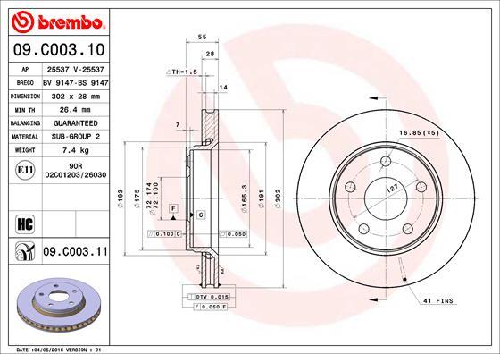 Brembo 09.C003.11 - Brake Disc onlydrive.pro