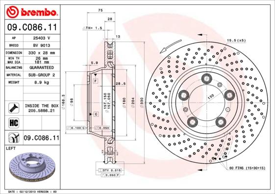 Brembo 09.C086.11 - Brake Disc onlydrive.pro