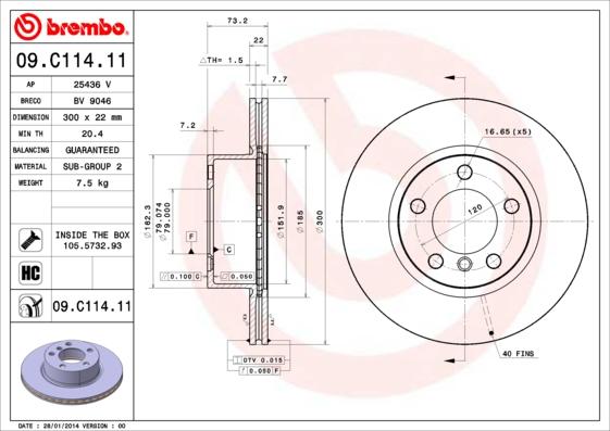 Brembo 09.C114.11 - Brake Disc onlydrive.pro