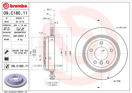 Brembo 09.C180.11 - Brake Disc onlydrive.pro