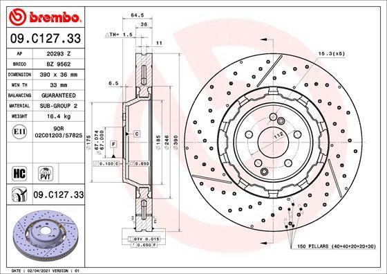 Brembo 09.C127.33 - Jarrulevy onlydrive.pro