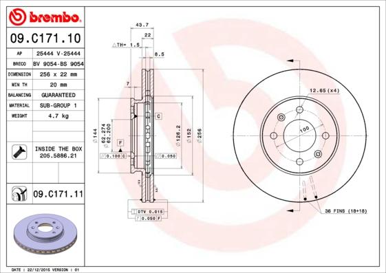 Brembo 09.C171.11 - Brake Disc onlydrive.pro