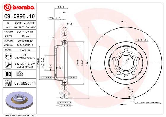 Brembo 09.C895.11 - Brake Disc onlydrive.pro