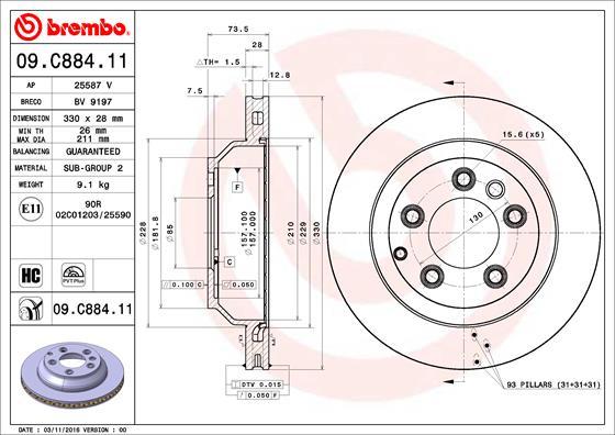 Brembo 09.C884.11 - Brake Disc onlydrive.pro