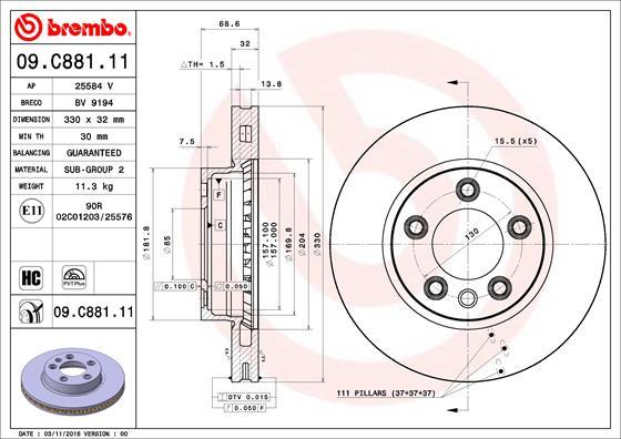 Brembo 09.C881.11 - Brake Disc onlydrive.pro