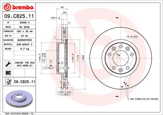 Brembo 09.C825.11 - Brake Disc onlydrive.pro