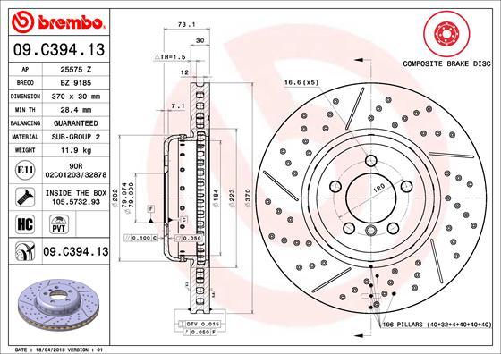 Brembo 09.C394.13 - Brake Disc onlydrive.pro