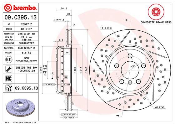 Brembo 09.C395.13 - Piduriketas onlydrive.pro