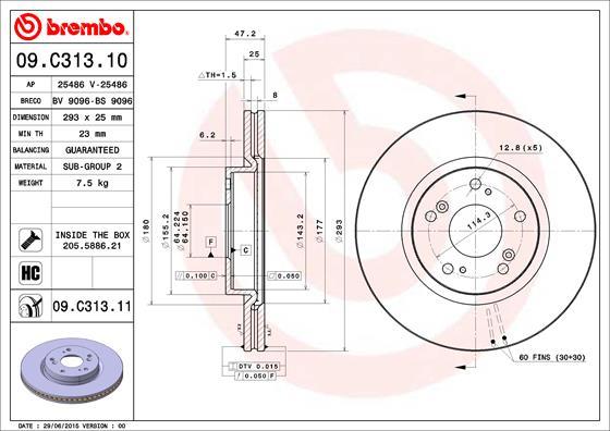 Brembo 09.C313.11 - Stabdžių diskas onlydrive.pro