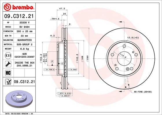 Brembo 09.C312.21 - Brake Disc onlydrive.pro