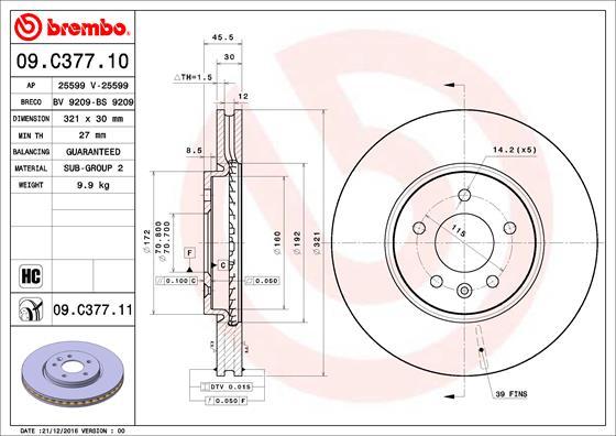 Brembo 09.C377.11 - Brake Disc onlydrive.pro