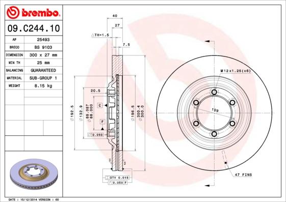 Brembo 09.C244.10 - Тормозной диск onlydrive.pro