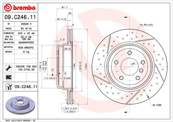 Brembo 09.C246.11 - Piduriketas onlydrive.pro