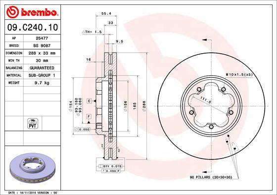 Brembo 09.C240.10 - Brake Disc onlydrive.pro