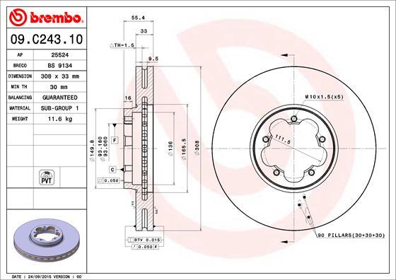 Brembo 09.C243.10 - Brake Disc onlydrive.pro