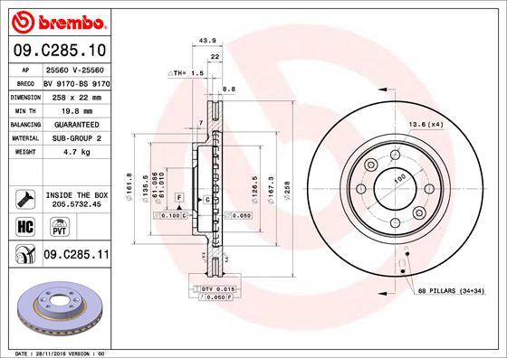 Brembo 09.C285.11 - Brake Disc onlydrive.pro